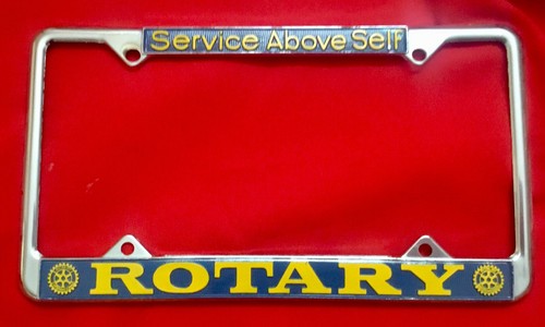 VINTAGE ROTARY CLUB “Service Above Self” METAL LICENSE PLATE FRAME! NEVER USED!
