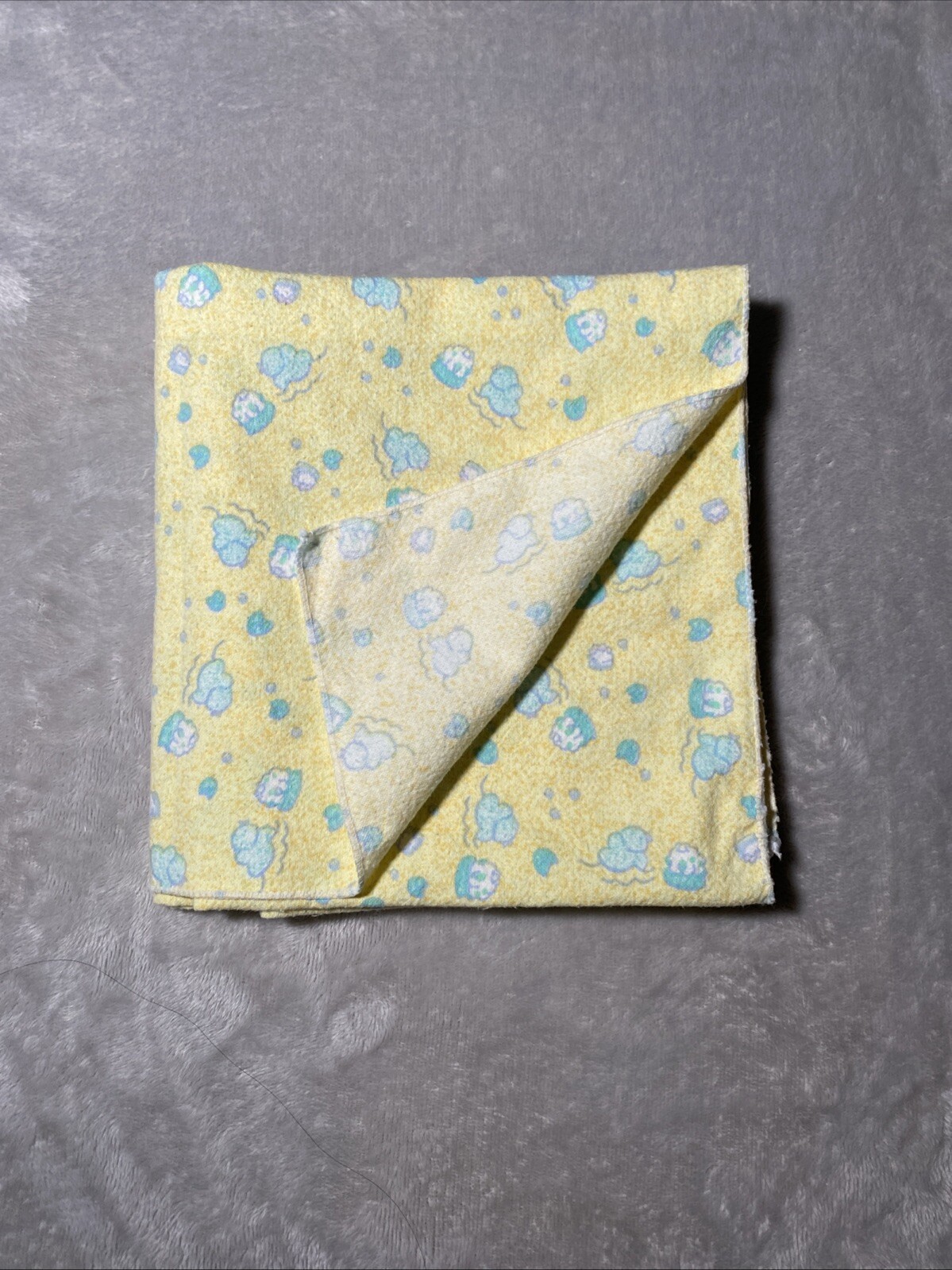 Vintage WPL 1675 Beacon Baby Blanket Green Duck Yellow Flannel Receiving Lovey