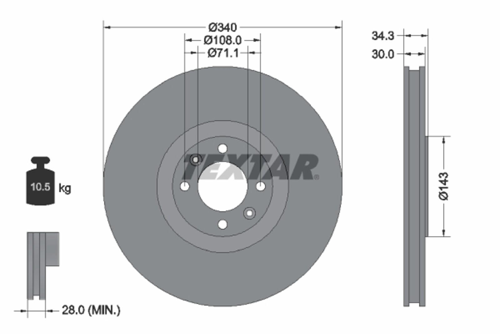 Disque de frein Tribeca 3.0 Subaru en fonte grise haute teneur carbone