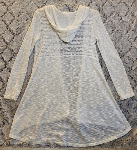 Suéter abierto con capucha tejido abierto Aeropostale para mujer talla L blanco - Imagen 9 de 9