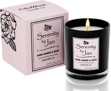 Serenity by Jan Scented Candle, Dark Amber and Rose