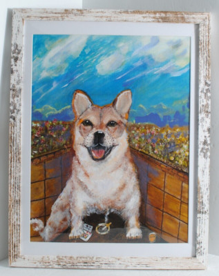 Original Whimsical Art Dog Playing Poker w Cig & Cocktail Acrylic THE BLACKJACK