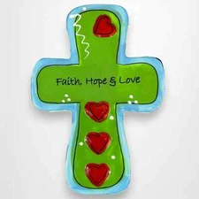 Tumbleweed Pottery Motivational Wall Decor Faith, Hope & Love Cross 5x7 Ceramic 
