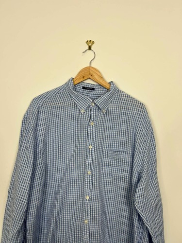 Gant Camicia Uomo Blu a Quadri 100% Lino Basic da Vestire 2XL - Foto 4 di 8