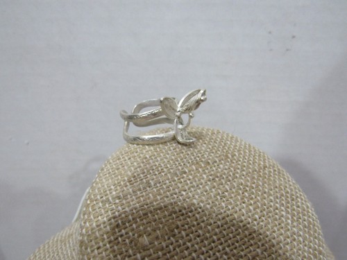 Spun Sterling Silver 925 Orchid Flower Spun Silver Ring Size 6+ Adjustable (E) - Picture 2 of 6