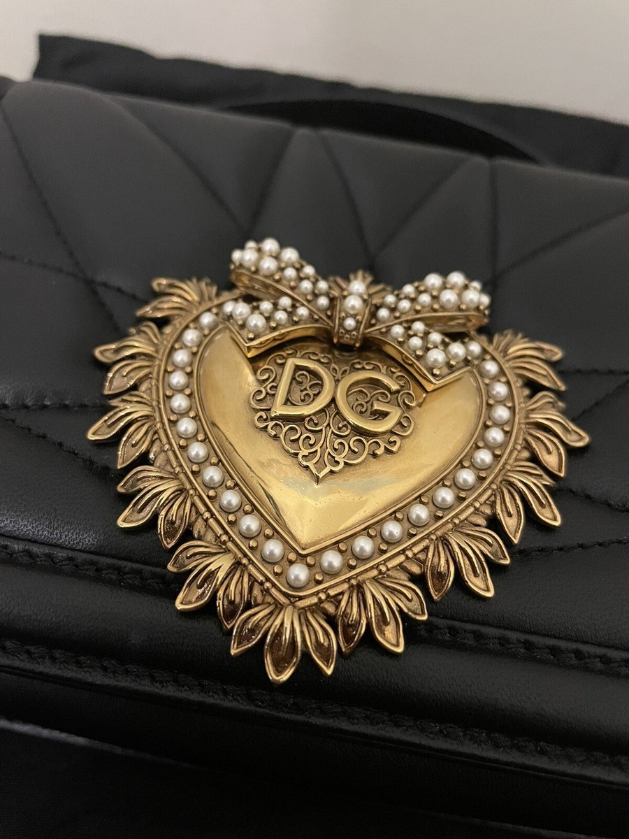 【関税&送料込】Dolce & Gabbana Black Leather Devotion 75 Pu Large Devotion bag in quilted nappa leather in Black for