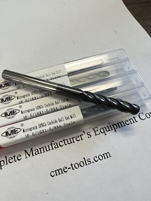 4pc 5/16x1-5/8x4  X-long Carbide Ball End Mills Tialn Coated 4flt 1006-BTN-516L4