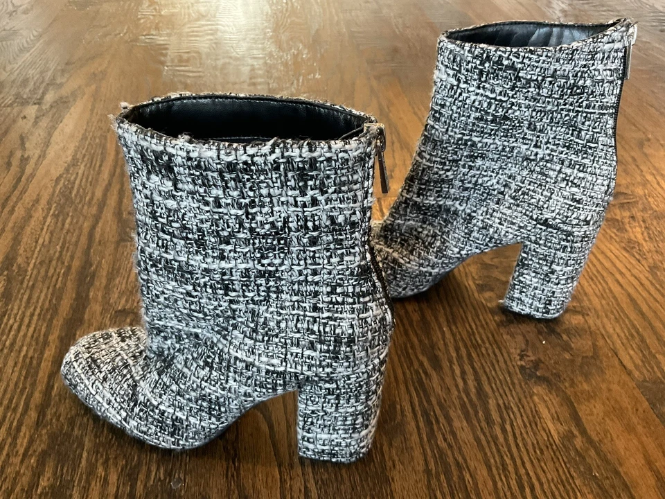 Jessica Simpson Aninada Botín Puntera Cuadrada Tacón Bloque Negro/Blanco Mujeres EE. UU. 9 Foto 4 de 4