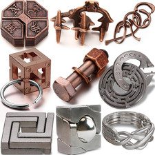 9 Pcs Metal Brain Teaser Puzzles Teaser 3D Steel Puzzle for Adults Unlock Interl