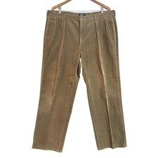 Vintage Polo Ralph Lauren Mens Corduroy Pleated Pants Tan Made in USA Size 40x30
