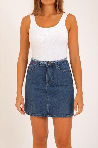 Women Tommy Jeans Skirt Navy Denim XS