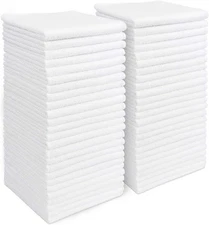 AIDEA Microfiber Cleaning Cloth White 50PK, Microfiber Towels for Cars, Lint Fre