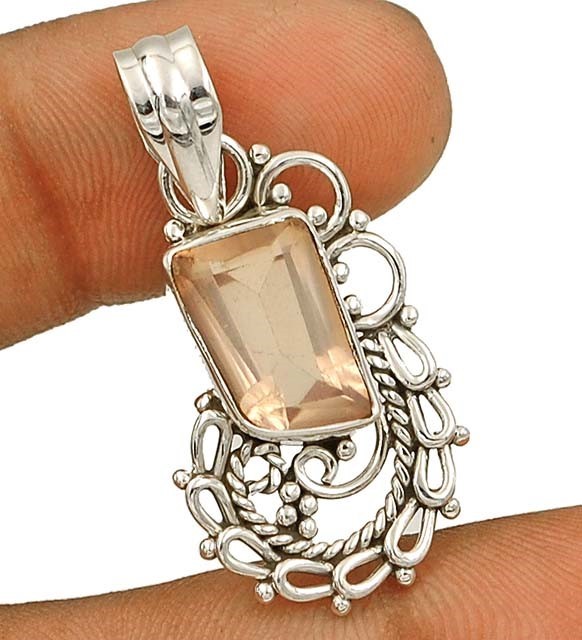 3CT Natural Padparadscha 925 Sterling Silver Filigree Pendant @13-4