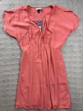Universal Thread Dress Womens Small Pink Tie Front Flutter Short Sleeve Mini