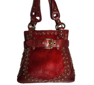 ISABELLA FIORE VINTAGE RED HENDRIX FRONT BELT CALF HAIR ON STUDDED