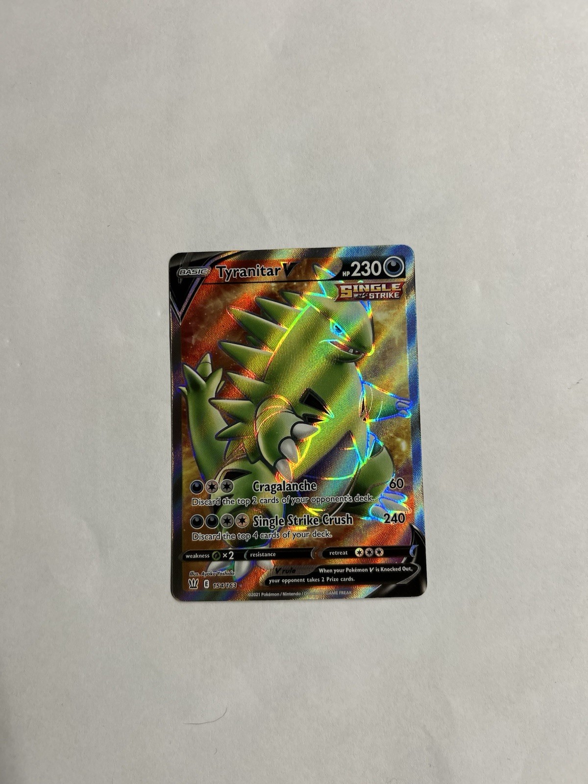 Tyranitar V (Full Art) 154/163 Swsh05: Battle Styles Holo NM