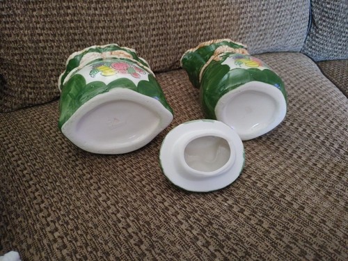 Majolica Pottery Cream & Sugar w/ Lid Set 6" - Picture 4 of 4