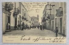 cartolina foggia cerignola animata via assunta viaggiata 1909 formato piccolo