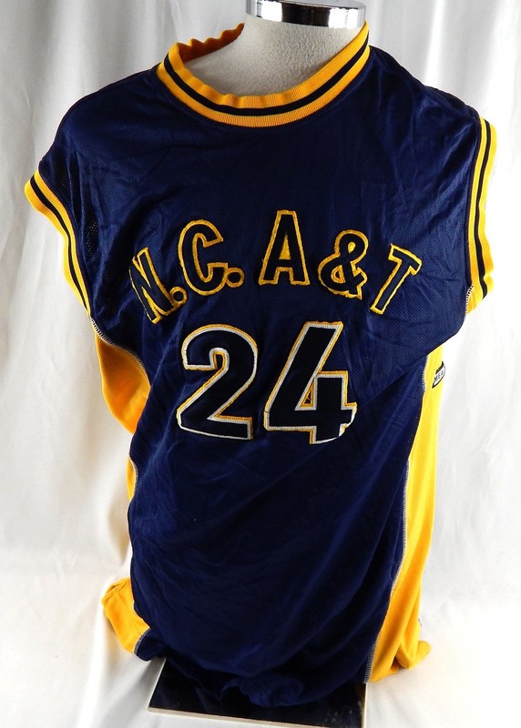 2000s North Carolina A&T Aggies #24 Game Used Navy Jersey Basketball MEAC P 0