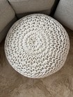 Round White Knitted Pouf Ottoman Footstool, Fully Assembled, 18.5x15 in — photo 2