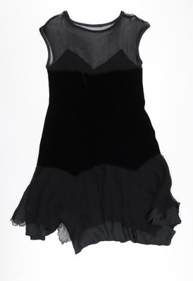 Twin-Set schwarzes A-Linie Damen Kleid, Seide, Größe L