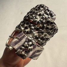 Vintage Studded Leather Belt Wide Punk Gothic Rock Metal Distressed Buckle Rare!