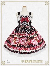 Preview of Baby,The Stars Shine Bright Lolita Jumper Skirt Heart Bear Black Free Size
