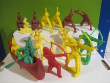 TIM MEE TOYS FRONTIER FORT INDIAN WOMAN CANOE CAMPFIRE PLASTIC ARMY TOY SOLDIERS