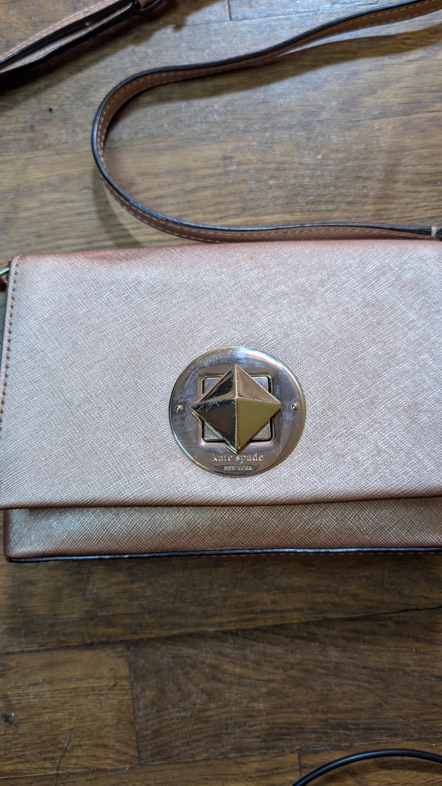 Kate Spade Rose Gold Newbury Lane MiniCrossbody Bag Turn Lock