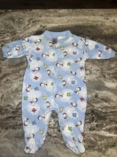 Vintage Baby Snoopy Baby Outfit Pajamas Blue Size 6-9 Months