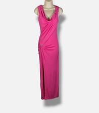 Versace Women's Pink Draped High Slit Gown Dress Size 38