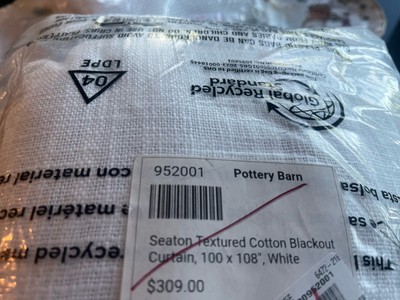 2 Pottery Barn Seaton Textured Cotton Blackout Curtain 100 108 white New wo tag