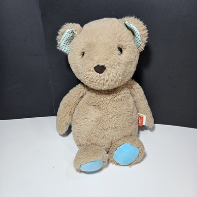 Battat B Softies Cara-Mellow Bear Plush Brown Teal Paws Polka Dot Ears 11 