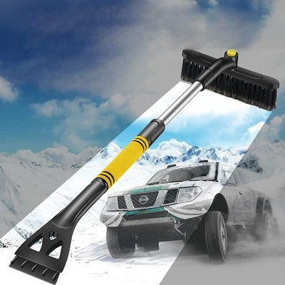 3-in-1 Eiskratzer Teleskop Schneebürste 64-80 cm Auto Besen mit Gummilippe 360°