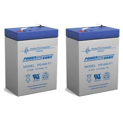 Power-Sonic 6V 4.5AH Replacement Battery for Leoch DJW6-4.5WL, LP6-4 - 2 Pack
