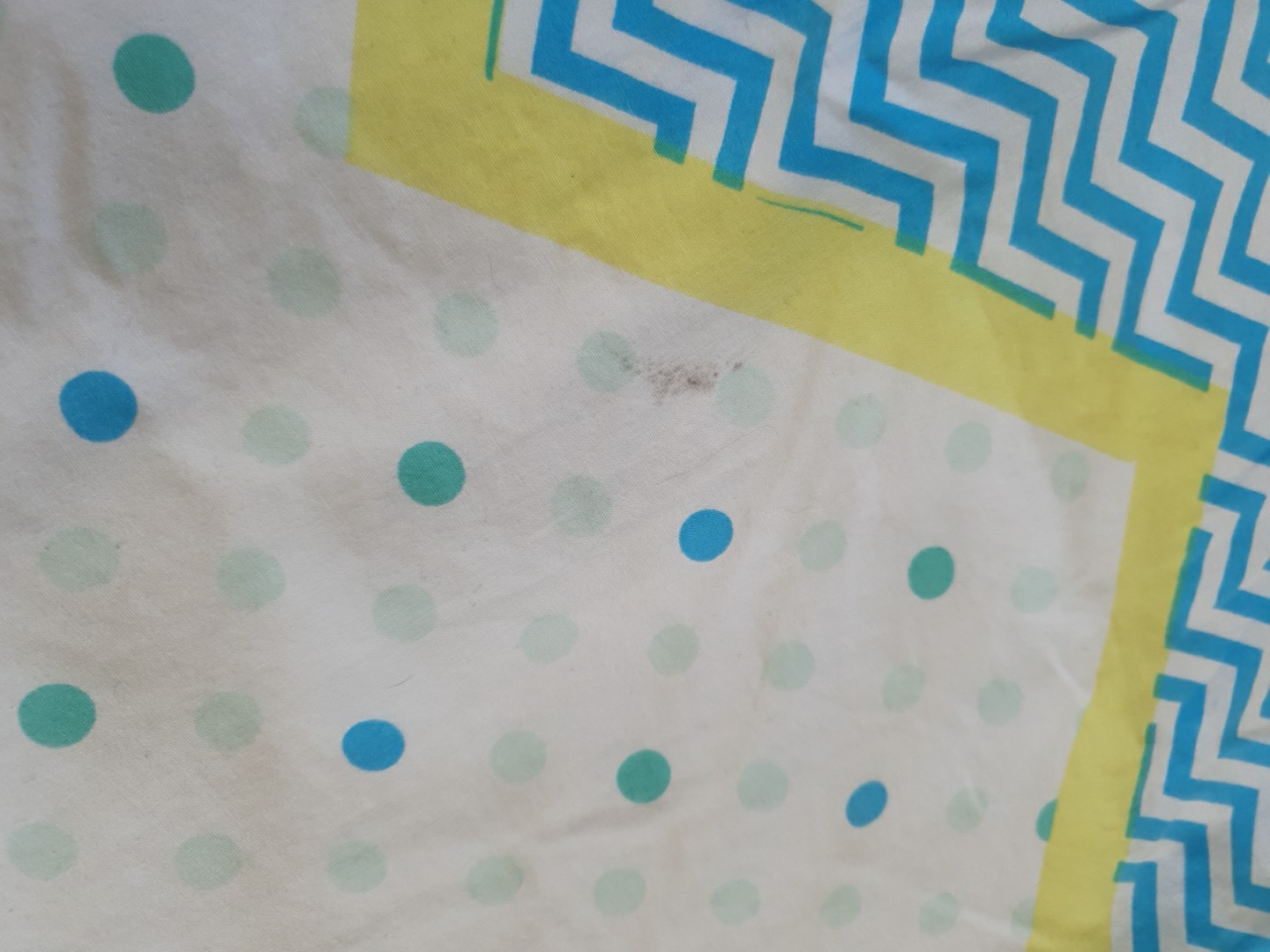 Mothercare Cot Blanket Coverlet spots chevrons blue grn 110x130cm fleece reverse