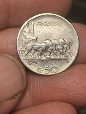 Regno d'Italia Vittorio Emanuele III 50 Centesimi Leoni Rigato 1921