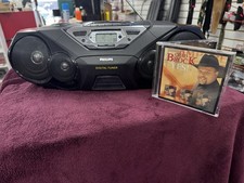Philips AZ1574 AM FM CD Cassette Player Radio Portable Boombox Stereo Tests 100 