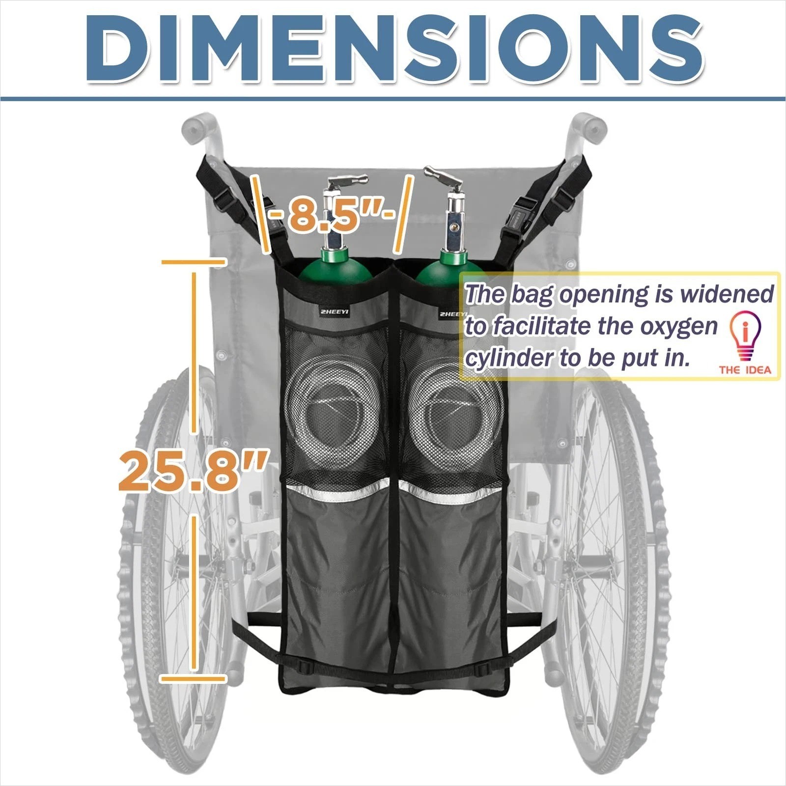 Dual Oxygen Tank Holder for Wheelchairs – Oxygen Cylinder Carrier Bag