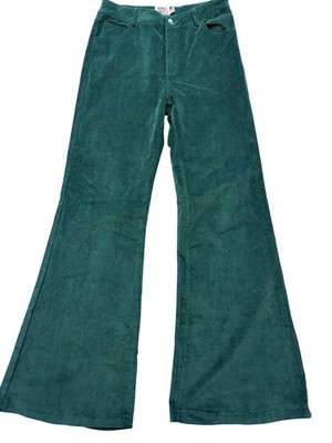 Princess Polly Pants Womens 8 Green Corduroy Flare Leg Stretch Casual Pockets