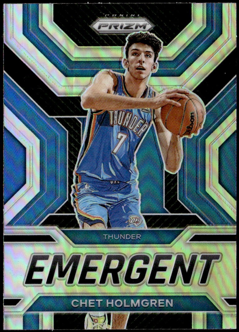 2022-23 Panini Prizm #16 Chet Holmgren Emergent Prizms Silver Rookie  E1