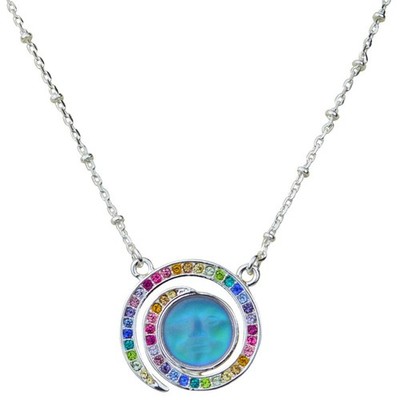 Kirks Folly 12mm GLASS SEAVIEW MOON RAINBOW BRIDGE NECKLACE st / indicolite