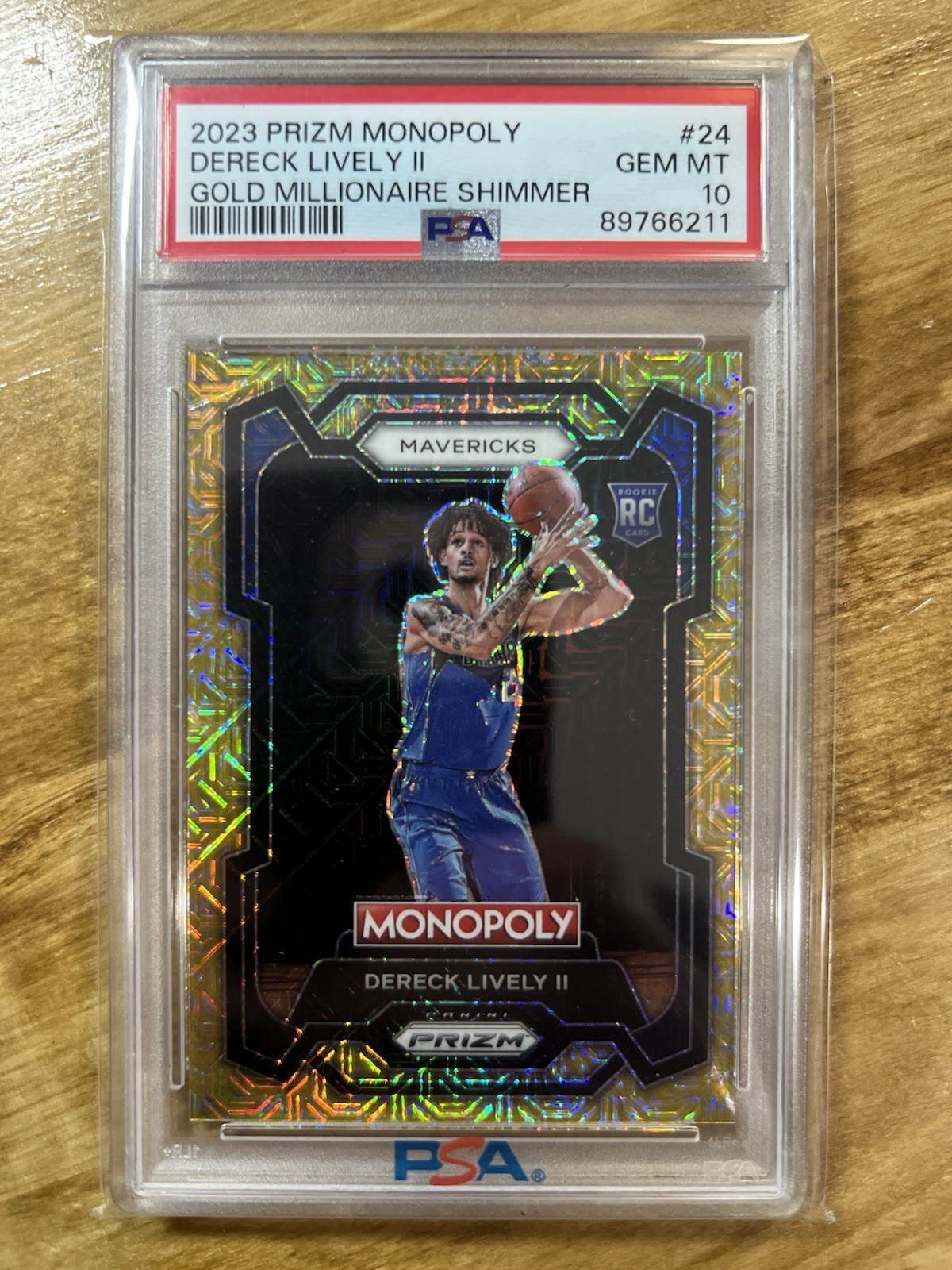 Dereck Lively II 2023-24 Prizm Monopoly RC Gold Shimmer /500  Rookie PSA 10