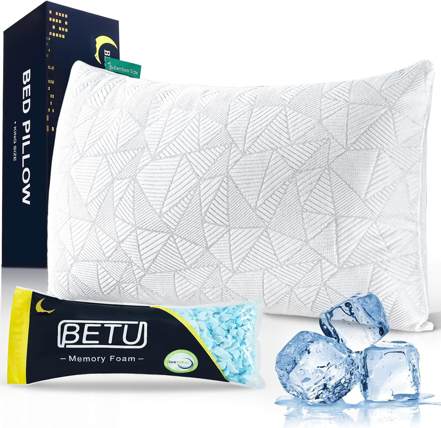 Cooling Pillow Queen Size, Shredded Memory Foam Cool Pillow 