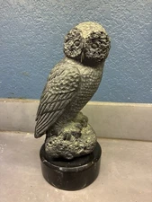Bronze Owl on Stone Base by Bill Talmadge