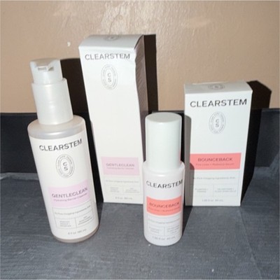 CLEARSTEM GentleClean Cleanser & Bounceback Serum Set Hydrating Face 6oz/1.35oz
