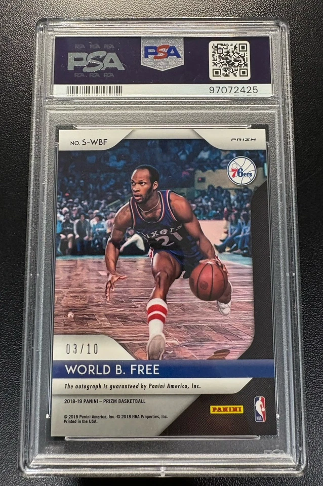 World B. Free 2018-19 Panini Prizm Signatures Prizms Gold Auto /10 PSA 10 POP 1 - Image 2 of 2