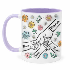 Upto 6 hands Personalised Mummy Mug Kids Name Holding Hands Mothers Day Gift