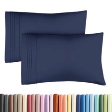 2 Queen Size Pillow Covers,Luxurious Soft,Stain Resistant,Machine Washable,Blue