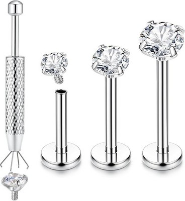 Labret Piercing Set Titan 16G/18G G23 Lippen Tragus Ohr Knorpel Helix Medusa ...